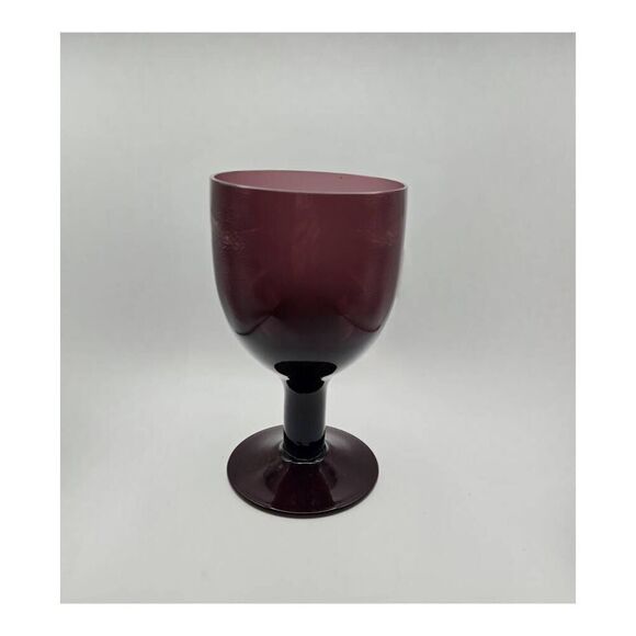 MCM Saara Hopea Untracht Nuutajärvi Amethyst Crystal 6" Wine Goblets Set of 2 - Picture 6 of 7